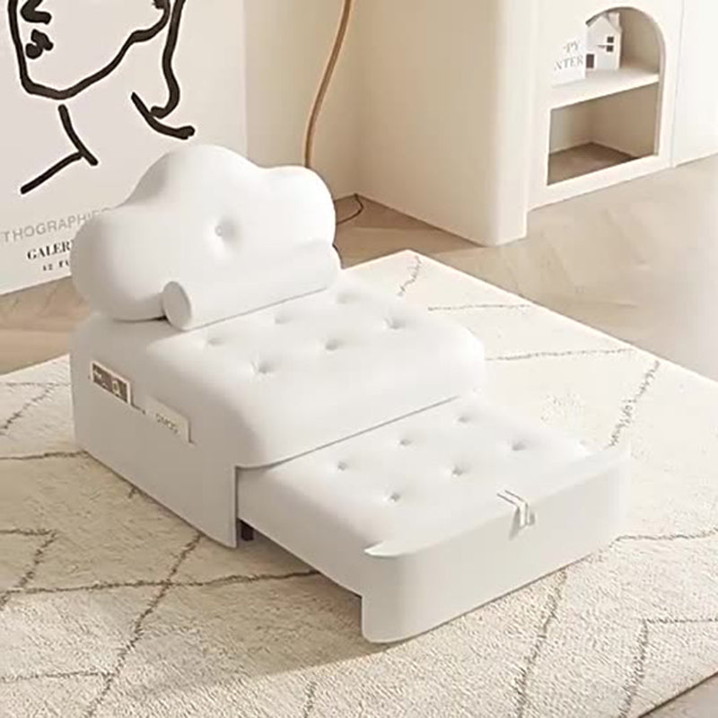 Modern Minimalist Faux Leather Latex Sponge Pine Pile Velvet Carbon Steel Retractable And Foldable Square Accent Chair Backrest For Living Room
