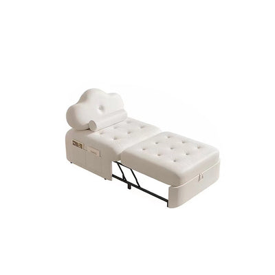 Modern Minimalist Faux Leather Latex Sponge Pine Pile Velvet Carbon Steel Retractable And Foldable Square Accent Chair Backrest For Living Room