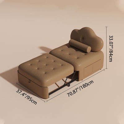 Modern Minimalist Faux Leather Latex Sponge Pine Pile Velvet Carbon Steel Retractable And Foldable Square Accent Chair Backrest For Living Room