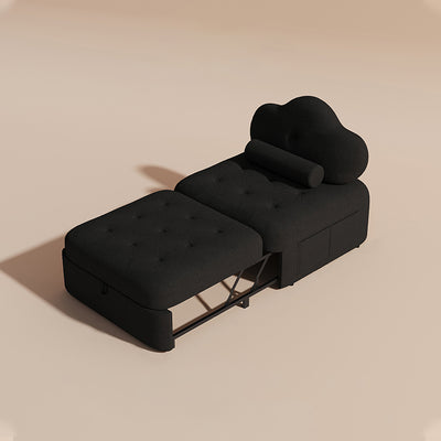 Modern Minimalist Faux Leather Latex Sponge Pine Pile Velvet Carbon Steel Retractable And Foldable Square Accent Chair Backrest For Living Room