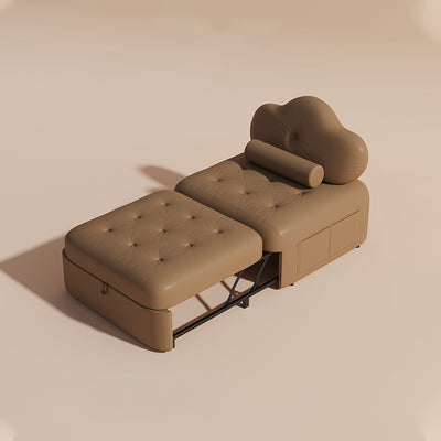 Modern Minimalist Faux Leather Latex Sponge Pine Pile Velvet Carbon Steel Retractable And Foldable Square Accent Chair Backrest For Living Room