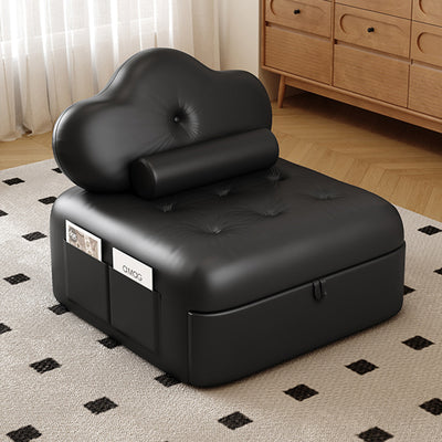 Modern Minimalist Faux Leather Latex Sponge Pine Pile Velvet Carbon Steel Retractable And Foldable Square Accent Chair Backrest For Living Room