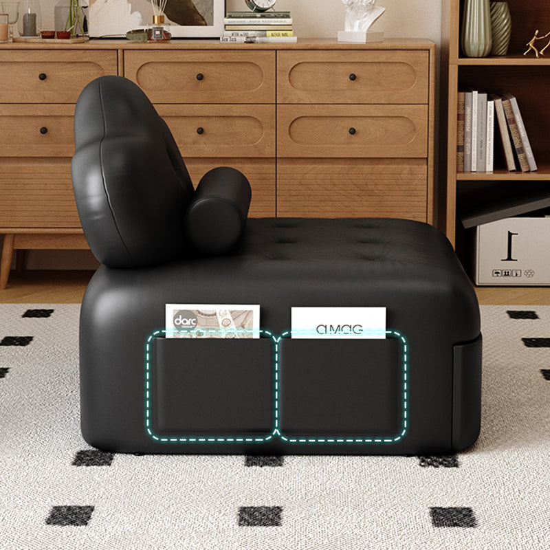 Modern Minimalist Faux Leather Latex Sponge Pine Pile Velvet Carbon Steel Retractable And Foldable Square Accent Chair Backrest For Living Room