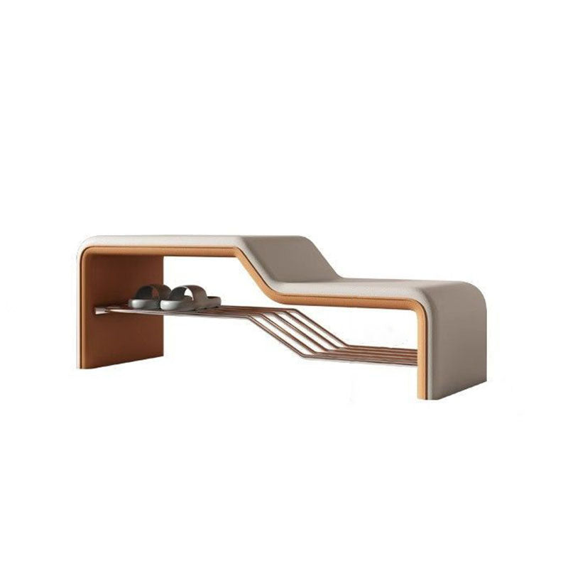 Moderne minimalistische Schuhbank aus Schwamm, Kunstleder, Massivholz und Metall, rechteckig, ohne Armlehnen, für den Eingangsbereich 