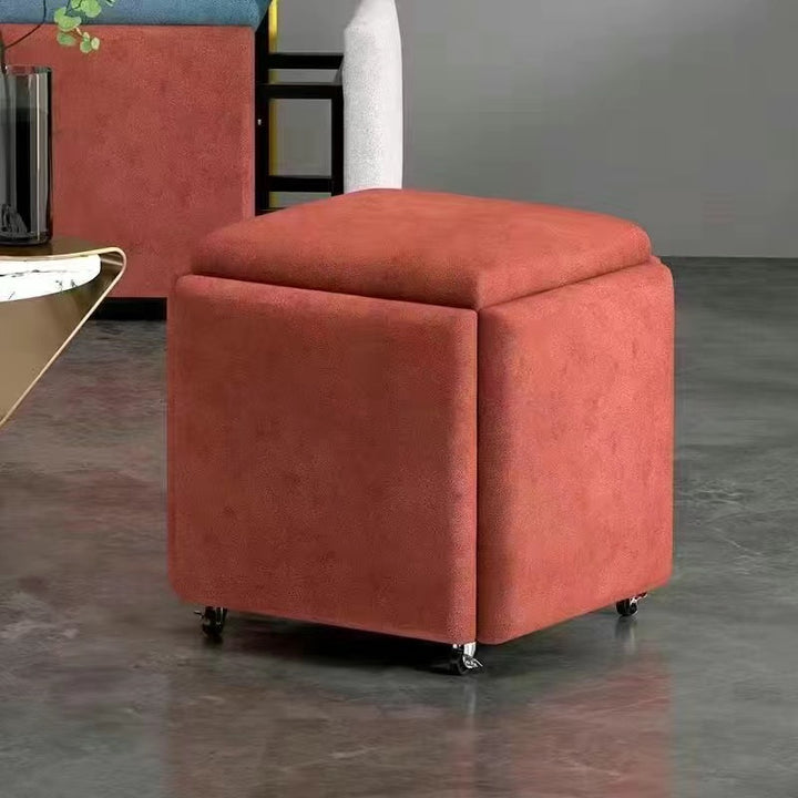 Tabouret bas contemporain scandinave en tissu technique éponge métal carré cinq-en-un sans accoudoirs pour salon 