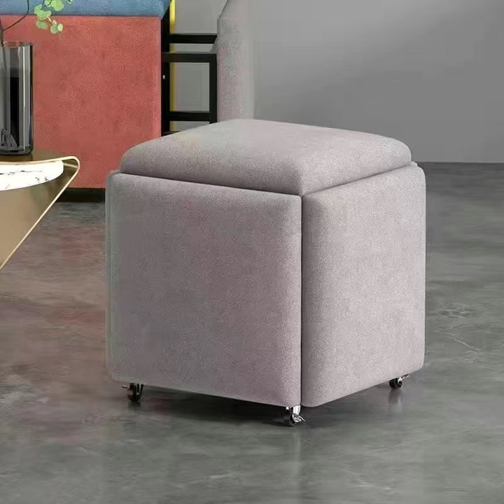 Tabouret bas contemporain scandinave en tissu technique éponge métal carré cinq-en-un sans accoudoirs pour salon 