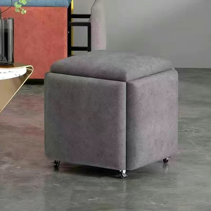Contemporary Scandinavian Technical Fabric Sponge Metal Square Five-In-One Combination Low Stool Armless For Living Room