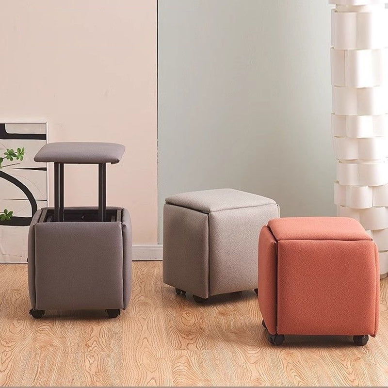 Tabouret bas contemporain scandinave en tissu technique éponge métal carré cinq-en-un sans accoudoirs pour salon 