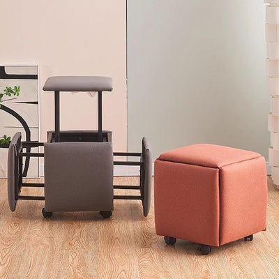 Contemporary Scandinavian Technical Fabric Sponge Metal Square Five-In-One Combination Low Stool Armless For Living Room