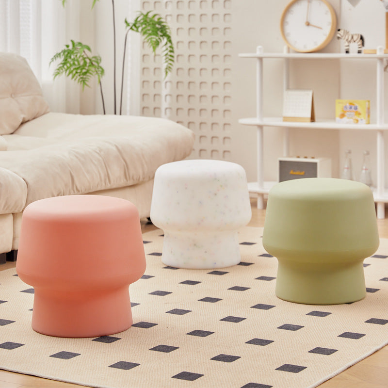 Contemporary Scandinavian PE Mushroom Round Low Stool Armless For Living Room