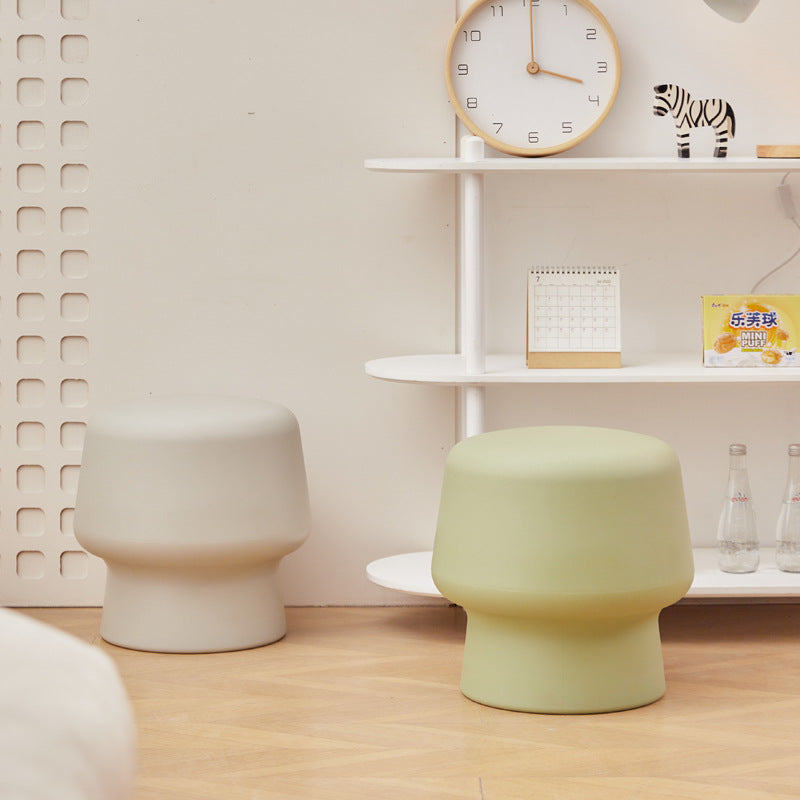 Contemporary Scandinavian PE Mushroom Round Low Stool Armless For Living Room