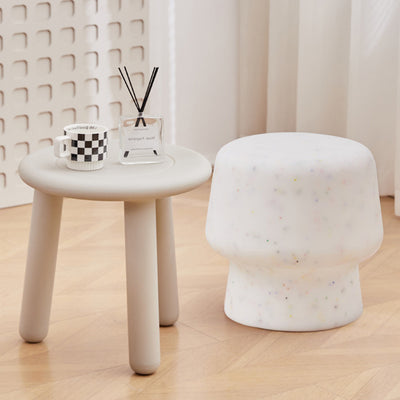 Contemporary Scandinavian PE Mushroom Round Low Stool Armless For Living Room