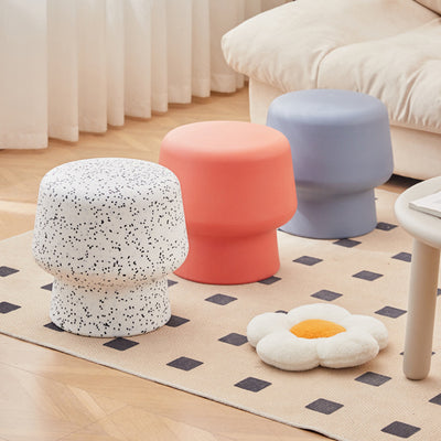 Contemporary Scandinavian PE Mushroom Round Low Stool Armless For Living Room