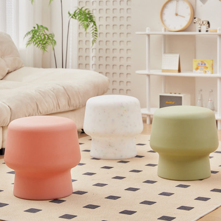 Contemporary Scandinavian PE Mushroom Round Low Stool Armless For Living Room