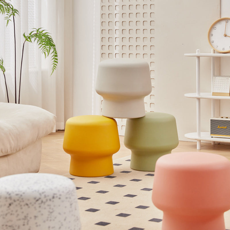 Contemporary Scandinavian PE Mushroom Round Low Stool Armless For Living Room