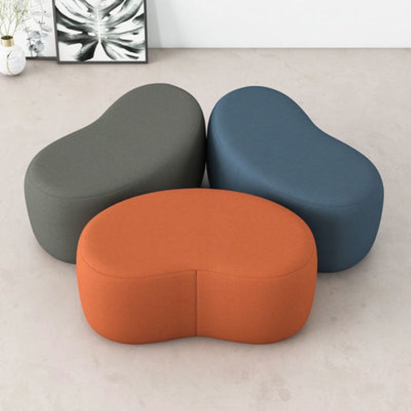 Modern Minimalist Technical Fabric Sponge Wood Crescent Shape Low Stool Armless For Living Room