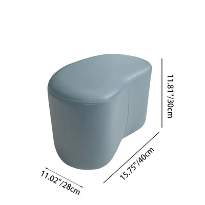 Modern Minimalist Technical Fabric Sponge Wood Crescent Shape Low Stool Armless For Living Room