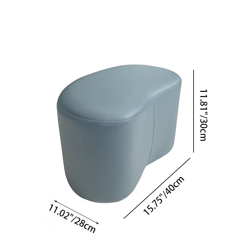 Modern Minimalist Technical Fabric Sponge Wood Crescent Shape Low Stool Armless For Living Room