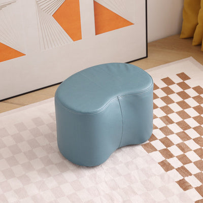 Modern Minimalist Technical Fabric Sponge Wood Crescent Shape Low Stool Armless For Living Room