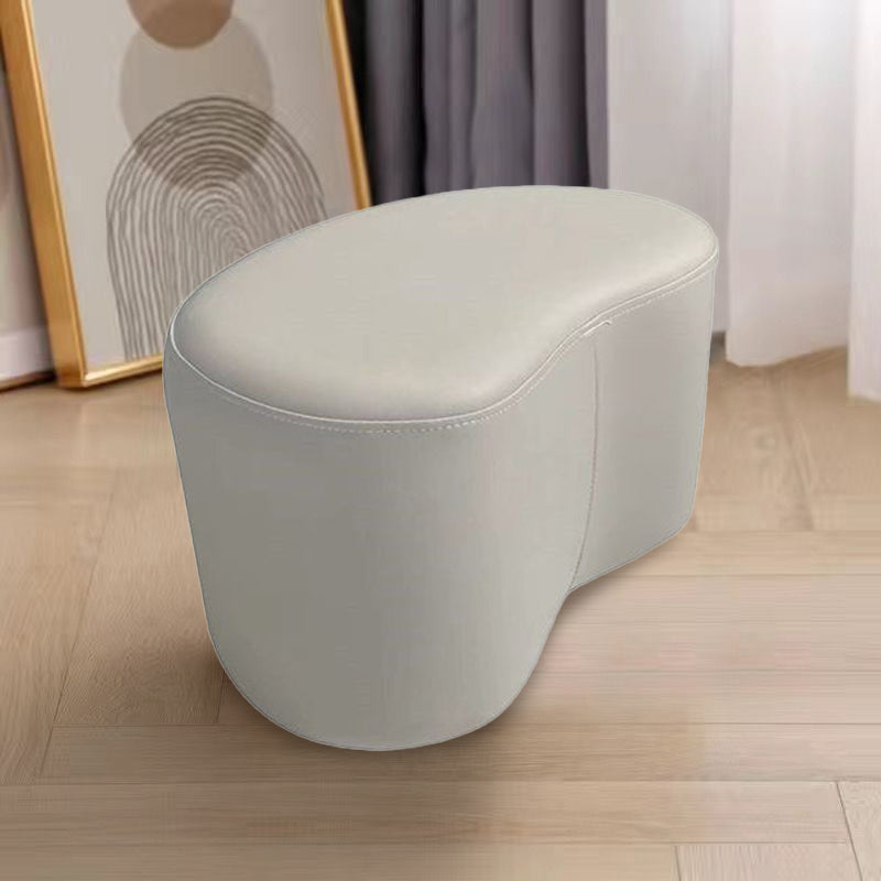 Modern Minimalist Technical Fabric Sponge Wood Crescent Shape Low Stool Armless For Living Room