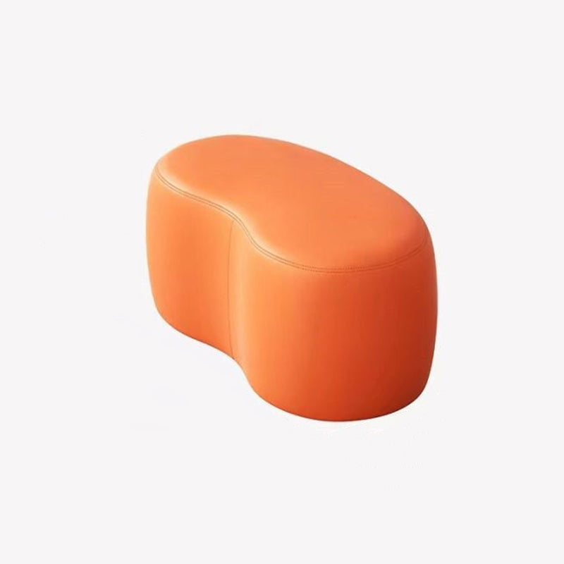 Modern Minimalist Technical Fabric Sponge Wood Crescent Shape Low Stool Armless For Living Room