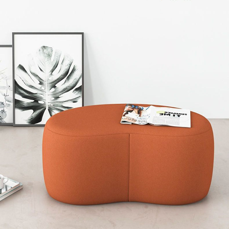Modern Minimalist Technical Fabric Sponge Wood Crescent Shape Low Stool Armless For Living Room