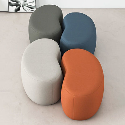 Modern Minimalist Technical Fabric Sponge Wood Crescent Shape Low Stool Armless For Living Room