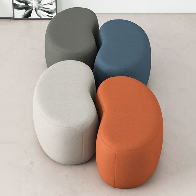 Modern Minimalist Technical Fabric Sponge Wood Crescent Shape Low Stool Armless For Living Room