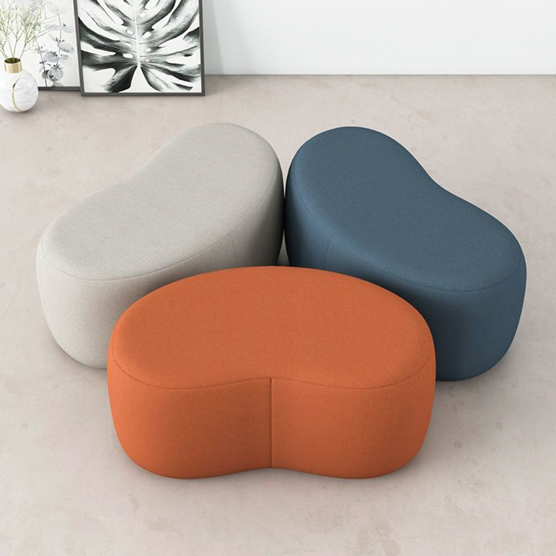 Modern Minimalist Technical Fabric Sponge Wood Crescent Shape Low Stool Armless For Living Room