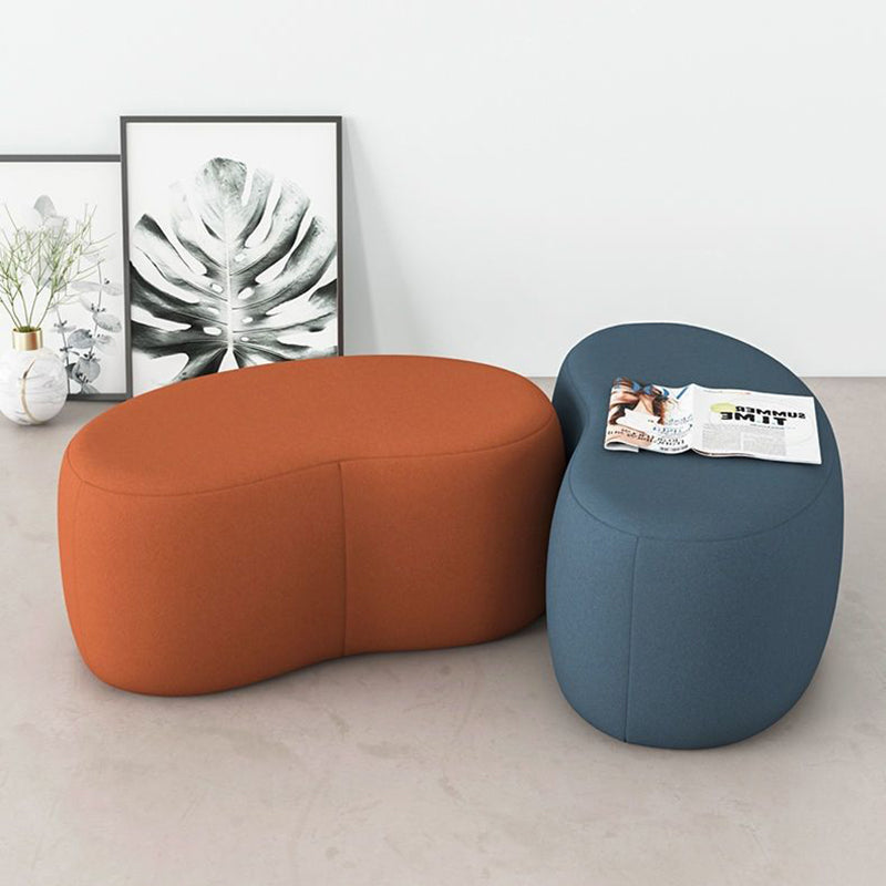 Modern Minimalist Technical Fabric Sponge Wood Crescent Shape Low Stool Armless For Living Room