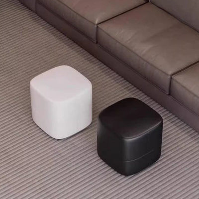 Modern Minimalist Cat-Scratch Leather Sponge Wood Square Low Stool Armless For Living Room