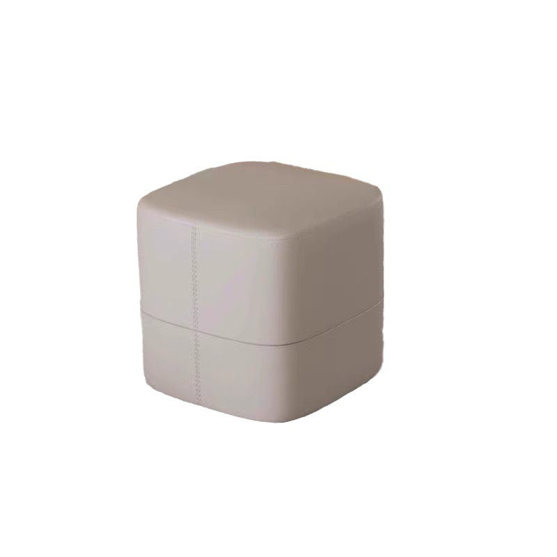 Modern Minimalist Cat-Scratch Leather Sponge Wood Square Low Stool Armless For Living Room