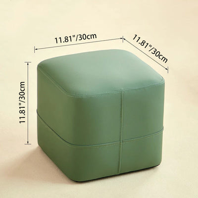 Modern Minimalist Cat-Scratch Leather Sponge Wood Square Low Stool Armless For Living Room