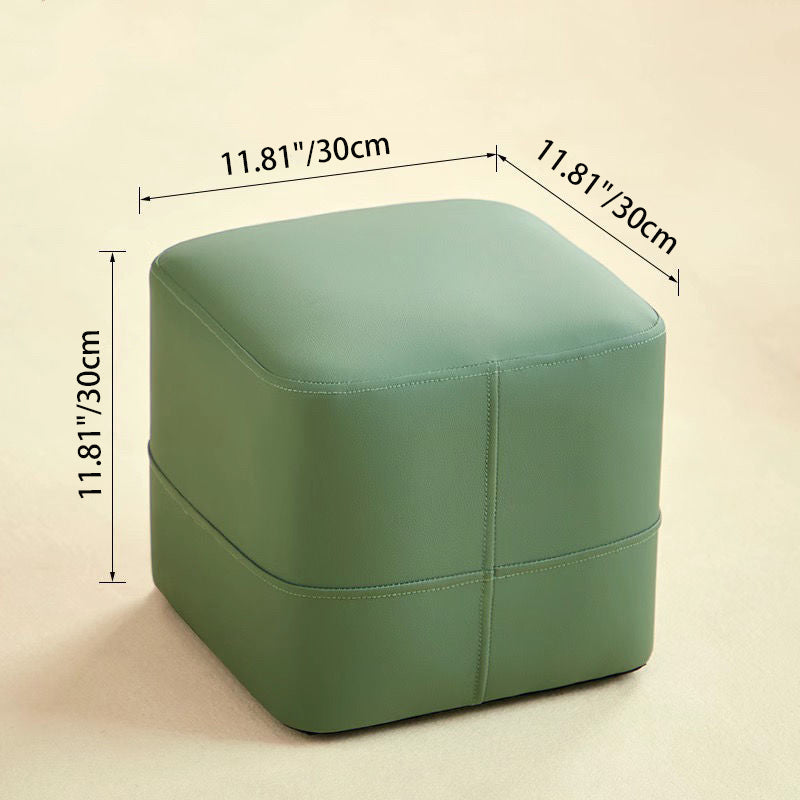 Modern Minimalist Cat-Scratch Leather Sponge Wood Square Low Stool Armless For Living Room