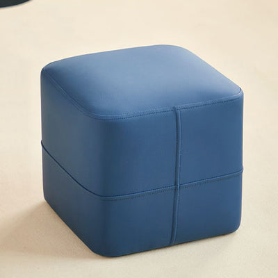 Modern Minimalist Cat-Scratch Leather Sponge Wood Square Low Stool Armless For Living Room