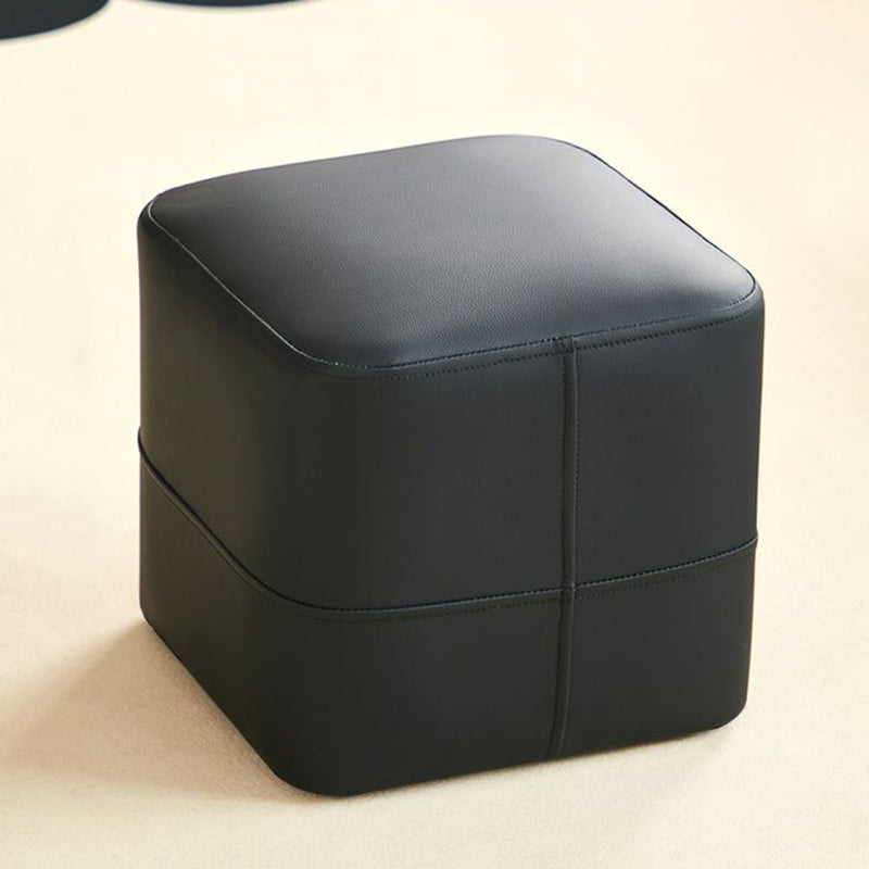 Modern Minimalist Cat-Scratch Leather Sponge Wood Square Low Stool Armless For Living Room