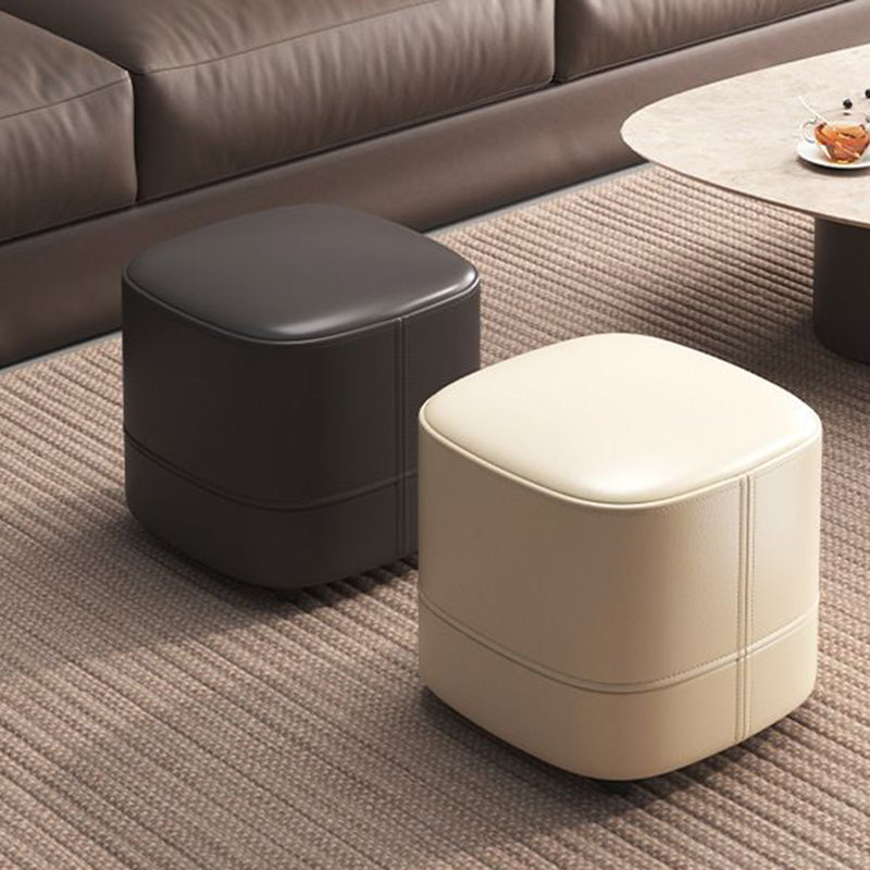 Modern Minimalist Cat-Scratch Leather Sponge Wood Square Low Stool Armless For Living Room