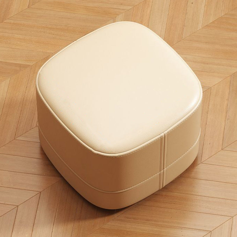 Modern Minimalist Cat-Scratch Leather Sponge Wood Square Low Stool Armless For Living Room