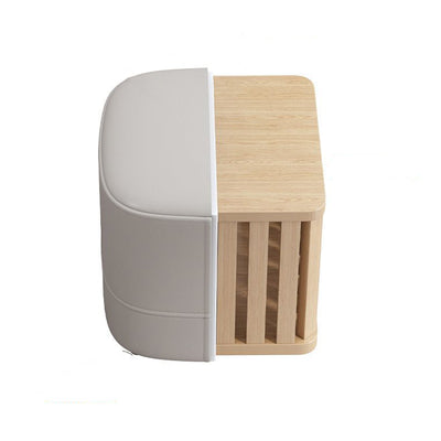 Modern Minimalist Cat-Scratch Leather Sponge Wood Square Low Stool Armless For Living Room