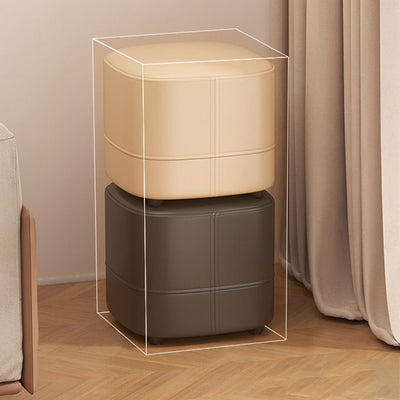 Modern Minimalist Cat-Scratch Leather Sponge Wood Square Low Stool Armless For Living Room