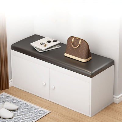 Modern Minimalist MDF PU Leather Sponge Metal Rectangular Shoe Bench Armless For Entryways