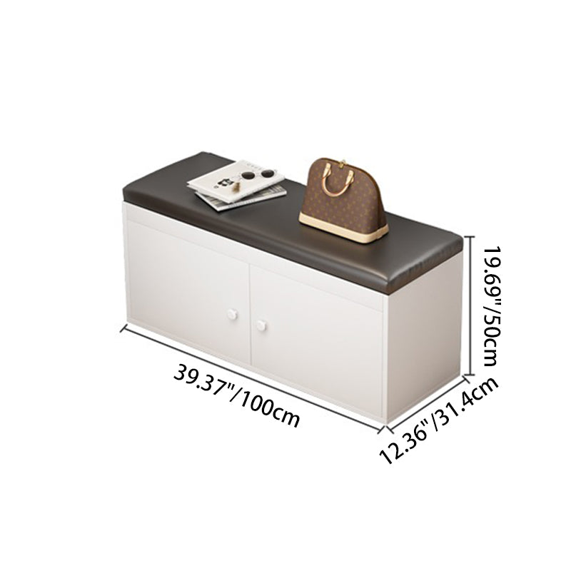 Moderner minimalistischer MDF PU Leder Schwamm Metall rechteckiger Schuhbank ohne Armlehnen für Eingangsbereiche 