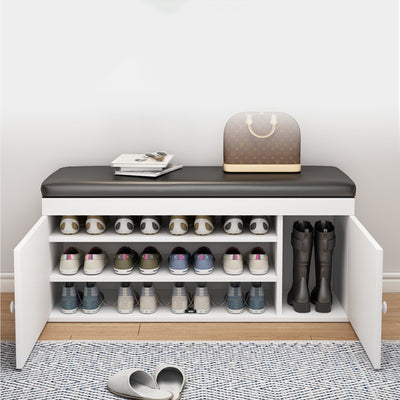 Modern Minimalist MDF PU Leather Sponge Metal Rectangular Shoe Bench Armless For Entryways