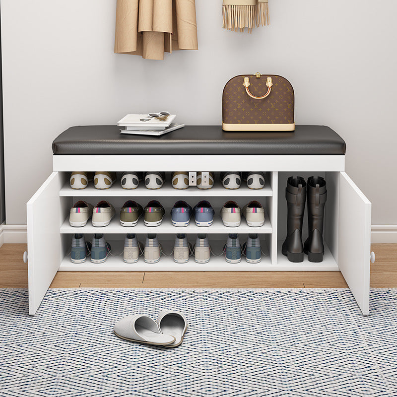 Modern Minimalist MDF PU Leather Sponge Metal Rectangular Shoe Bench Armless For Entryways