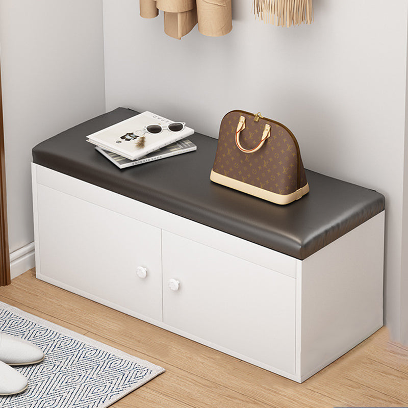 Moderner minimalistischer MDF PU Leder Schwamm Metall rechteckiger Schuhbank ohne Armlehnen für Eingangsbereiche 