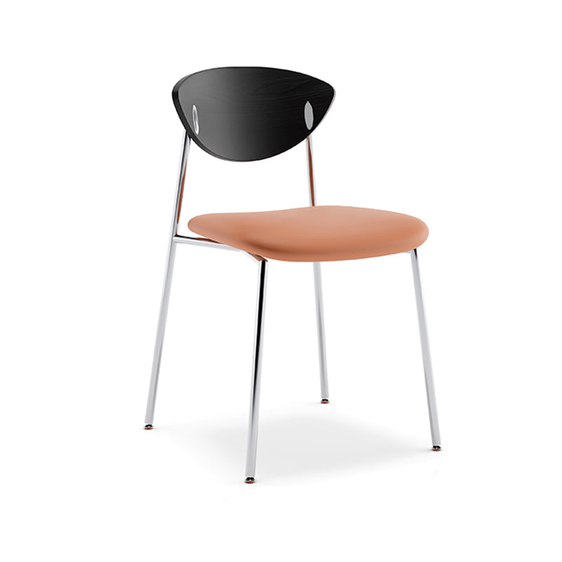 Chaise de salle à manger carrée en cuir microfibre avec dossier en acier inoxydable minimaliste moderne en bois éponge silicone pour salle à manger et cuisine 