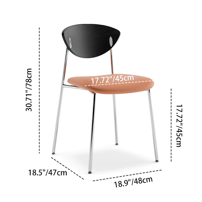 Modern Minimalist Stainless Steel Wood Sponge Silicone Microfiber Leather Square Dining Chair Backrest For Dining Room & Kitchen
