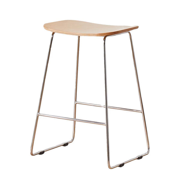 Tabouret de bar rectangulaire en bois et fer scandinave contemporain sans accoudoirs pour salle à manger et cuisine 