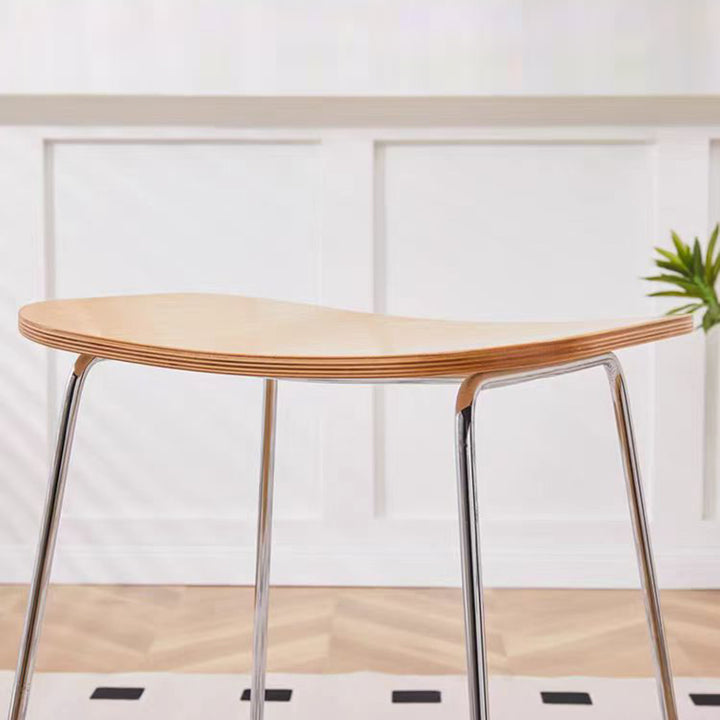 Tabouret de bar rectangulaire en bois et fer scandinave contemporain sans accoudoirs pour salle à manger et cuisine 