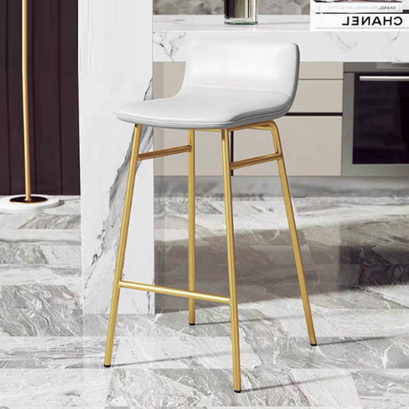 Contemporary Scandinavian Iron PU Leather Square Bar Stool Backrest Armless For Dining Room &amp; Kitchen